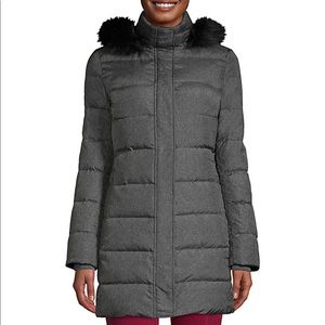 Land’s End Winter Long Down Coat Hood XL P Grey